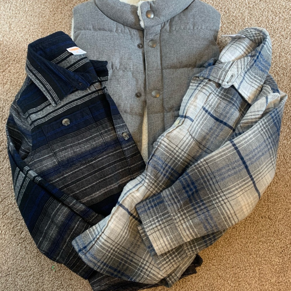 Flannel shirts and puffy vest - Toddler boys 3T